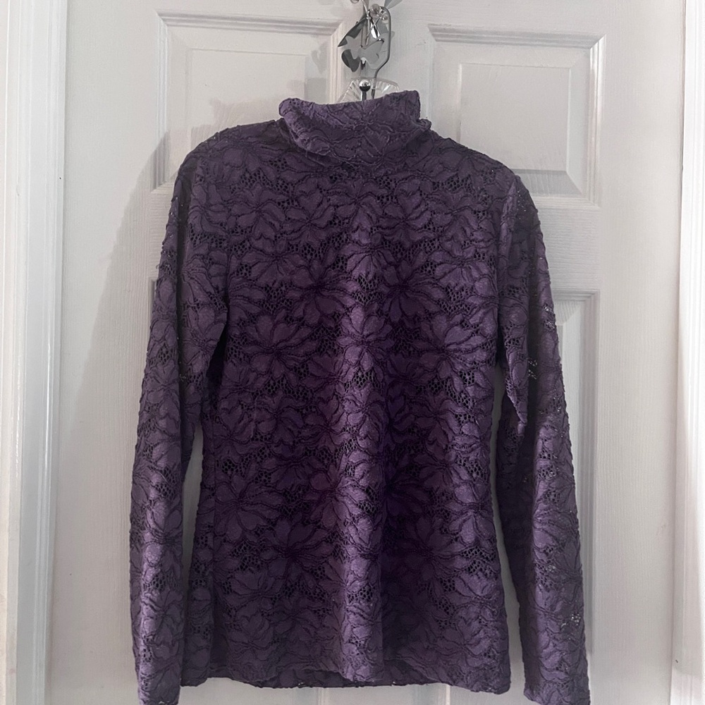 White House Black Market Plum Lace Top